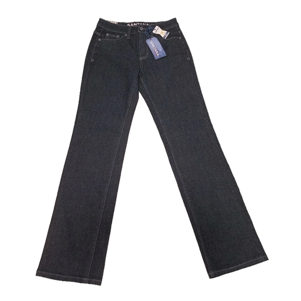 NWT Santana Women's Black Jeans Straight Leg Tummy Control Mid-rise Size 6×32